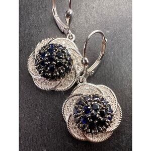 NEW blue sapphire and zircon galaxy earrings in rhodium over sterling silver